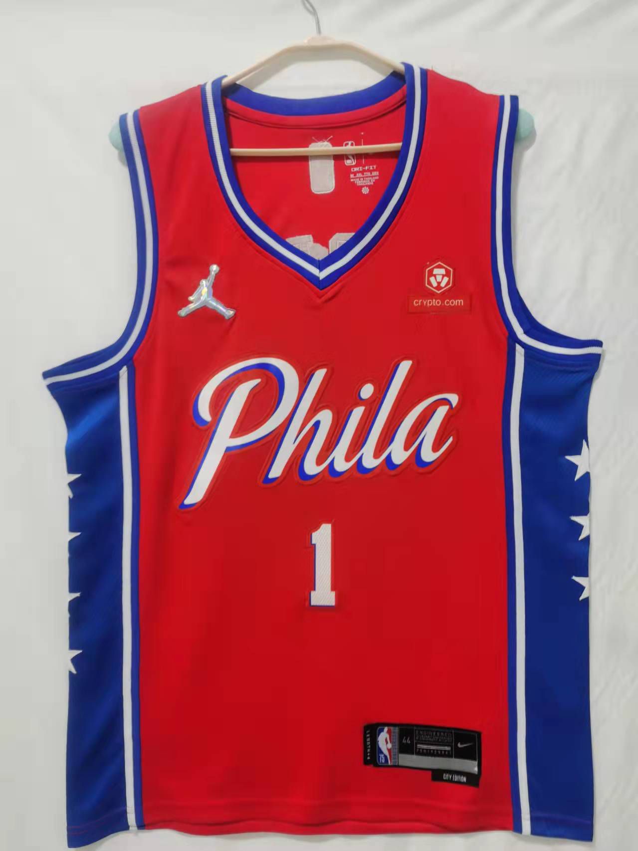 Men Philadelphia 76ers #1 Harden Red Game 2022 NBA Jerseys